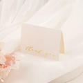 Elegante biglietto di ringraziamento crema con scritta in oro su tessuto bianco morbido - Grazie Bianco (Stampa in Oro)