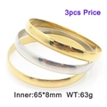 Polished stainless steel bangle set in gold and silver finish, 65mm inner diameter - Stacking Combinations