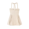 Vestido de cuadros beige con cuello halter, botones frontales y falda plisada con vuelo - XS / Albaricoque