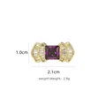 Purple crystal earrings in gold finish measuring 2.1cm by 1.0cm with 2.9g weight - B789 Purple/Square Bow