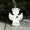 White wooden angel ornament with hollow heart and star pattern for Christmas tree - Angel Shape