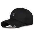 Verstellbare schwarze Business-Baseballkappe aus Baumwolle mit Logo-Stickerei - Schwarz
