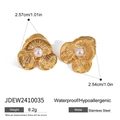 Boucles d'oreilles irrégulières en acier doré avec perles, étanches et hypoallergéniques - Clous d'Oreilles Perles Artificielles Irrégulières Or (JDEW2410035)