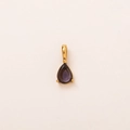 Elegant 18K gold teardrop pendant with a pear-cut dark purple birthstone charm - June 3-Prong Teardrop Pendant Only (Without Chain)