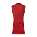 Sleeveless red mesh bodycon dress featuring a chic high collar and elegant ruched details - S / Red