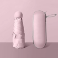 Mini paraguas rosa plano de seis pliegues con estuche de cápsula portátil para mujer - Solo paraguas (Sin caja) / Rosa (Estándar)