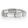 Polished silver stainless steel modular link bracelet with mirror finish on white background - 9mm Silver No Stamp
