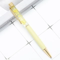 DIY dry flower ballpoint pen with transparent barrel and yellow floral elements - Macaron Yellow (Gold Trim)