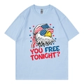 Light blue Gildan T-shirt with patriotic eagle print and You Free Tonight text - XS / Light Blue Eagle Style