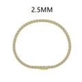 2,5mm vergulde 925 zilveren tennisarmband met ronde witte zirkonia-stenen - 15CM / 2,5 mm Breedte / Gouden Stijl Nr.15 (DY150363-S-G-WH#15)