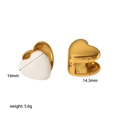 Double-sided 18K gold plated heart earrings in white enamel with 16mm x 14.3mm dimensions - Gold White Enamel Style (TE6387-WT-G)