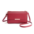 Red crossbody long wallet with gold buckle and adjustable strap for women - Deep Chili Red