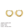 Orecchini a cerchio spessi in acciaio inossidabile placcato oro 14K con diametro 15mm - Orecchini a Cerchio 15mm x 3mm (YE15682) / Color Acciaio
