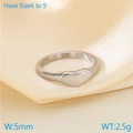 Polished silver heart signet ring in stainless steel with size and weight details - US 6 / Steel (5mm Width)