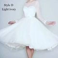 Vintage light ivory polka dot tulle wedding dress with long sleeves and a satin belt - Custom Size / Style D Ivory