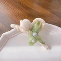Elegant cream tulip hair claw clip with green satin ribbons and iridescent pearl detail - Pearl Beige Hair Claw