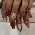 3D floral nail art press-on nails with long pointed zebra and leopard patterns - 3D Flower Zebra Print Mixed Style (JP4082)