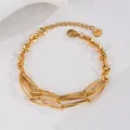 Goldenes mehrlagiges Gliederarmband aus Edelstahl mit verstellbarem Karabinerverschluss - S-B1085 Armband