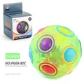 Translucent green fidget rainbow ball puzzle toy with colorful slots and packaging - Green Chinese Boxed