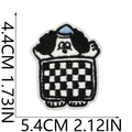 Detailed view of Pochacco dog embroidery patch with size measurements in cm and inches - Dog with Pocket Style (S17XG-125-05)