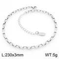 Polished stainless steel square box chain anklet in silver finish 230x3mm for women - Silver Rectangular Link (KJ3774-Z)