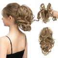 Short curly claw clip ponytail extension in light brown highlights for women - Light Golden Brown Highlights (10H24B)
