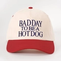 Cappellino retrò crema e rosso con ricamo Bad Day blu per uomo e donna regolabile - Bianco Sporco Spliced Rosso