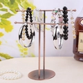 Antique bronze T-bar jewelry display stand with two tiers for bracelets and necklaces - Double Layer Earring Rack