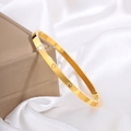 Gepolijste 18k vergulde titanium stalen hartarmband met kristallen op witte zijde - 18K goud / 4mm Breedte/Hart Zirkonia / Goud