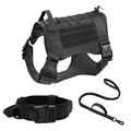 Tactical dog harness set with collar and leash in black nylon for large breeds - M (Recommended 15-30KG) / Tactical Black 3-Piece Set (Black Buckle)