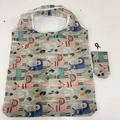 Foldable polyester shopping bag with cartoon alpaca and cactus print including pouch - 16kg / 38*58cm / Alpaca Cactus (xc-73)