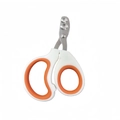 Pet nail scissors for cats and dogs with white and orange non-slip ergonomic handles - Double Hole Clipper Orange White