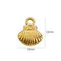 Macro detail of golden seashell charm showing 12mm height and 10mm width dimensions - 7049-Textured Shell