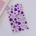 Purple heart-shaped 3D rhinestone stickers for scrapbooking and DIY decoration - No.2 Purple Series