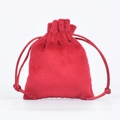 Red velvet drawstring jewelry storage bag with woven rope closure for small items - 8*10cm / High Top Drawstring Bag / Red