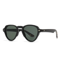 Classic black frame retro round sunglasses with green lenses and gold rivets - Black Frame G15 Lens