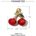 Red enamel cherry pendant charm made of copper, size 13x12mm for DIY jewelry making - Cherry