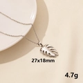 Silver ginkgo leaf pendant necklace in stainless steel with 27x18mm dimensions - 27x18mm / Silver - Monstera Leaf Type