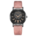 Montre Yolako pour femme avec cadran noir en strass et bracelet métallique rose - Kaki