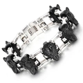 Bracelet loup pour homme en acier titane avec design de chaîne de vélo argent et noir - Style Loup Argent Noir (KB73538-BD)