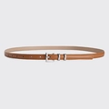 Cintura sottile in pelle marrone da donna con fibbia in metallo argento e fori regolabili - Lunghezza 105cm Larghezza 1.4cm / Cammello