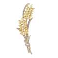 Elegant gold-plated crystal wheat ear brooch with yellow marquise gems and rhinestones - Style 1-Wheat Spike