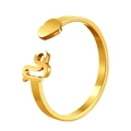 Adjustable golden stainless steel ring featuring a polished heart and rabbit design - Adjustable Open / Capricorn / Gold