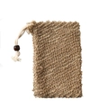 Natural jute exfoliating soap pouch with cotton drawstring and dark brown wooden bead - Jute/Wood Bead/Single/Bulk