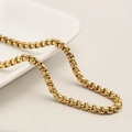 Gold plated stainless steel round box chain necklace with high gloss finish - 5mm*50cm / Gold
