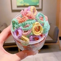 Élastiques à cheveux macaron colorés avec texture bulle en pot pour petites filles - Couleur Macaron Claire Bord Festonné (Pot de 50)