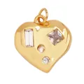 Goldenes Herzanhänger mit glitzerndem Zirkonia-Inlay und poliertem Finish - Gold-Quadrat Rund Zirkon Herz