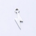 Polished silver stainless steel lightning bolt charm for DIY bracelets and necklaces - Silver Lightning