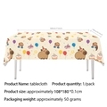 Waterproof Capybara party tablecloth measuring 180x108cm with cute birthday cartoon prints - Tablecloth 1PCS 108*180CM