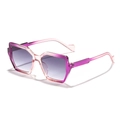 Fashionable geometric sunglasses with purple and pink gradient frames and grey lenses - Gradient Purple Frame Double Grey Lens